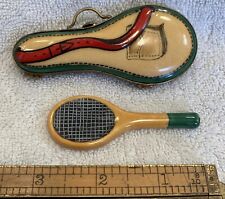 Limoges Tennis Bag Racquet Green Red Case Limited France Peint Main Trinket Box picture