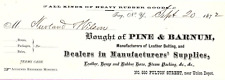 1872 TROY NY PINE & BARNUM LEATHER HEMP RUBBER HOSE BILLHEAD INVOICE Z1564 picture