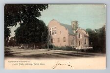 Derby CT-Connecticut, Derby Library, Antique, Vintage c1906 Souvenir Postcard picture