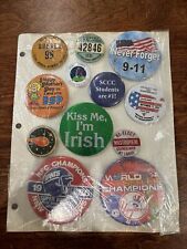 Random Vintage Pin-back Buttons/pins Lot #8 Protected In Sheet picture