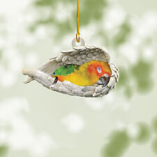 Sun Conure Sleeping Angel Car Ornament, Conure Angel Wings Christmas Ornament picture