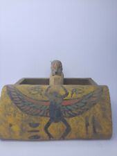 RARE ANTIQUE ANCIENT EGYPTIAN Wood Box Winged Scarab Ushabti Dead Mummy picture