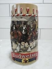 1986 Budweiser Holiday Beer Stein Mug Clydesdales Ceramarte Made B Series picture