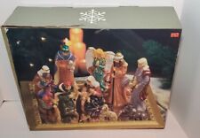 Vtg Holiday By Kirkland's 13-Piece Ceramic Nativity Set Handpainted with Mirror picture