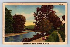 Stanton MI-Michigan, General Greeting, Generic River Side Vintage c1955 Postcard picture