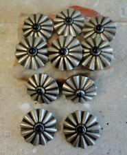 VINTAGE NATIVE AMERICAN SOUTHWESTERN 10 FLUTED SILVER ONYX BUTTONS 7/8