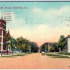 c1910s Waterloo, IA South St. Residential Street Photo Litho Postcard A63 picture