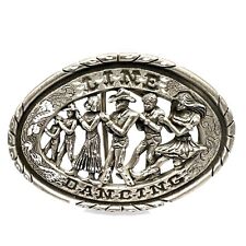 Vintage Western Line Dancing Country Club Diamond Cut Through Belt Buckle USA picture