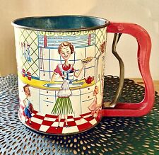 Vintage Androck Hand-i-Sift Red Handle 3 Screen Sifter Kitchen Scene 1950s picture