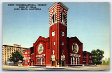 Original Vintage Antique Postcard First Congregational Church Long Beach, CA picture