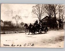 c1911 EARLY Horse Drawn Fire Truck Engine Elyria Ohio OH RPPC Photo Postcard picture
