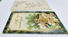 2 Antique New Year Greetings Postcards Florals Bell picture