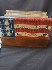 Vintage PITTSBURGH CORNING Glass Block Hand Painted Lighted Flag Made in America picture