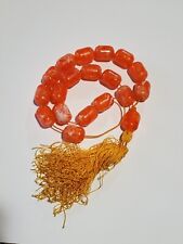 Antique Large Bakelite Glowing Marbled Amber Color Prayer Beads 158 Grams Tested picture