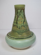 Vintage Green Drip Glaze Vase Hand Made Heavy Stamped On The Back 6
