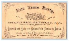 1875 New Year's Party Invitation Hastings Hall Bainbridge New York NY Postcard picture