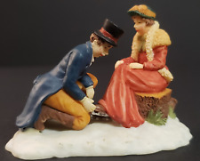 Holiday Time Owell Christmas Village Man Woman Couple Ice Skating Skates picture