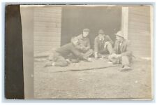 c1910's Boys Playing Card Gambling Barn RPPC Photo Unposted Antique Postcard picture