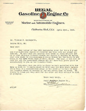 1912 Advertising Letterhead REGAL Gasoline Engine Co Coldwater MI Marine Auto picture