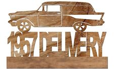 1957 Chevy Delivery Van Hand Made Scroll Sawed Wooden Plaque picture
