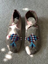 Native American Beaded Moccasin’s Sinew Sewn circa 1890 picture