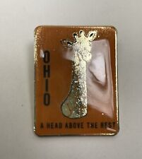 Vtg Ohio A Head Above The Rest Souvenir Pin Hat Lapel Enamel Orange Gold Giraffe picture