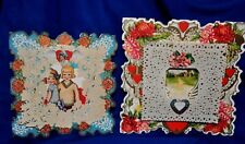 2 VTG 1920S WHITNEY PAPER LACE VALENTINES, 2 LAYERS, 5 1/2
