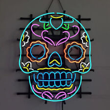 Neon Signs Gift Skull Design Beer Bar Pub Party Store Homeroom Wall Decor 24X20  picture