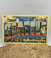 Seattle Washington Large Letter Greeting Postcard 1942 WW2 B-24 Unposted picture