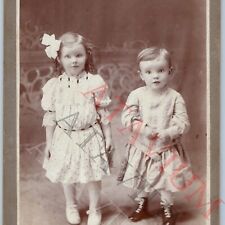 c1880s Adorable Siblings Portrait Cabinet Card Cute Little Boy Young Girl B15 picture