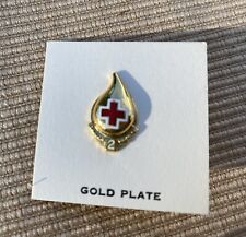 Vintage American Red Cross 2 Gallon Blood Donor Gold Plate Enamel Pin  picture