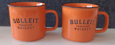 Pair of Bulleit Frontier Kentucky Whiskey Bourbon Ceramic Orange Mugs Cups Drink picture