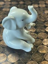 Vintage Lenox Baby Elephant Porcelain Figurine Lucky Trunk Up 24k Gold Trim picture