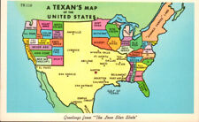 A Texan's Map of the US, Greetings from the Lone Star State Postcard 2056 picture