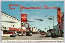 Winnemucca Nevada, Street Scene, Star Restaurant, Atomic Sign, Vintage Postcard picture