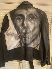 Painted OOAK Motorcycle Jacket Of Al Pacino As Scarface ( Tony Montana) Men’s 42 picture