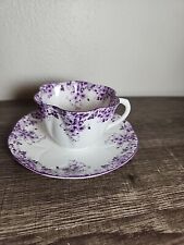 Shelley teacup and saucer England Fine Bone China Dainty Mauve 051/m Demitasse picture