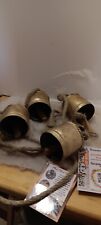 HIGHBIX Harmony 4 Cow Bells Cluster on Rope Large Rustic Vintage Lucky Cow Bells picture