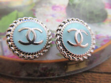 Chanel 2 buttons BLUE with SILVER tone metal 16mm picture