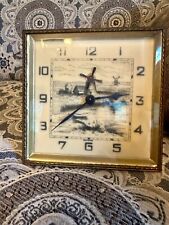 Vintage Animated German Windmill Desk Mechanical Wind Up Clock - WORKING picture