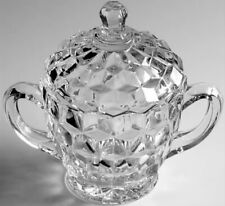 Vintage Fostoria American Crystal Glass Cube Cubist Sugar Bowl and Lid EUC picture