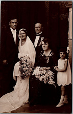 c1910 WEDDING PHOTO EMBOSSED BUCURESTI  BARASCHY REAL PHOTO POSTCARD  17-44 picture