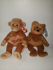 Ty Beanie Babies Lot of 2 Teddy and Bongo Bear Monkey picture