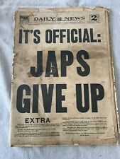 Vintage newspaper V-J DAY. Daily News 15 Aug 1945 