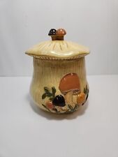 Vintage Arnels Mushroom Cookie Jar Canister Ceramic 7 Inch 1970s 80s Multi Color picture