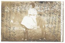Johnson City Tennessee, Heavily Written Woman On Donkey RPPC Photo Postcard picture