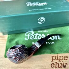 Peterson Petite Junior Rusticated Nickel Mounted Bent Bulldog Tobacco Pipe - NEW picture
