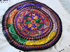 Vintage 70s Asian Textile EMBROIDERED India Round 13