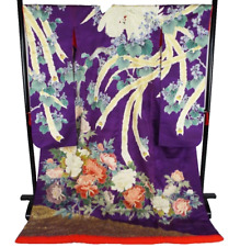 Japanese Kimono Uchikake Vintage Gorgeous wedding Phoenix Peonies purple  (u1) picture