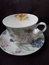 Large Tea Cup and Saucer Fine Bone China Roy Kirkham World Of Flowers 2001 picture
